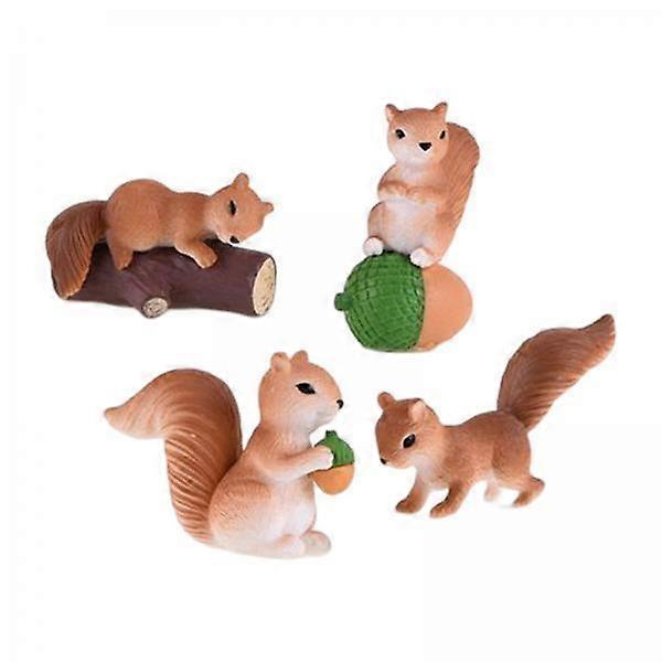 6xFunny Miniature Squirrel Figure Toys Squirrel Figures Toy Set for Fairy Garden