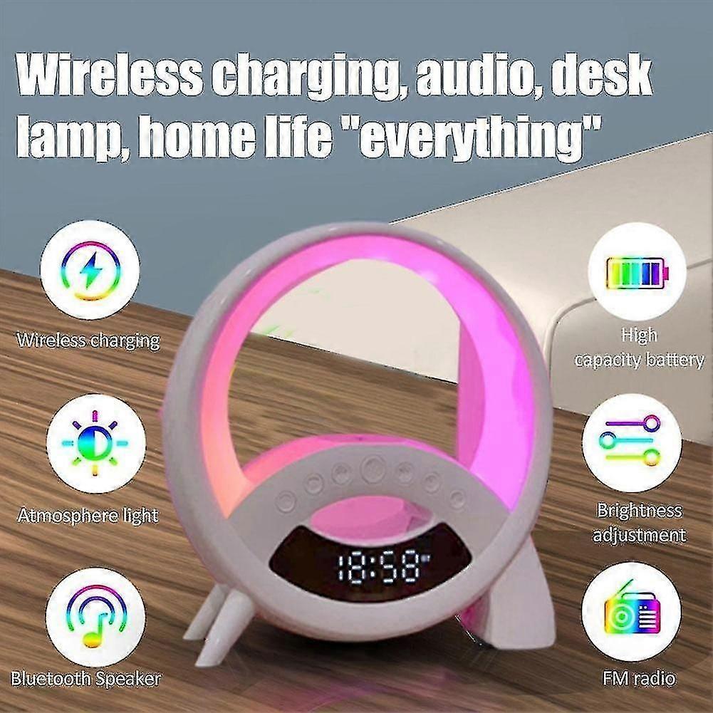 Wireless Bluetooth Speaker Alarm Clock Night Light Bedroom Bedside Led Alarm