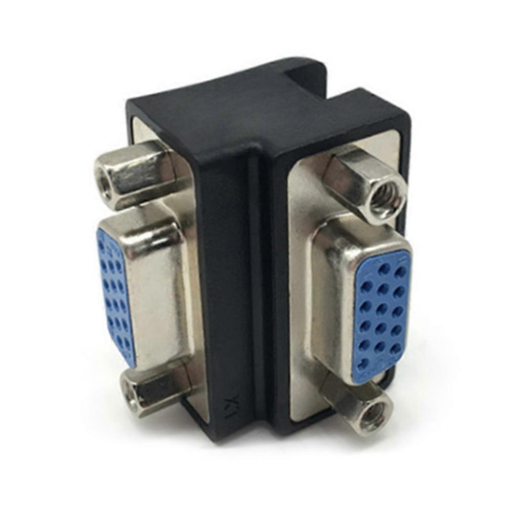 Small and Portable  Right Angle VGA 15 Female to 15 Female 90° Adapter Used for LCD Display Testing  Black PVC+Metal Multicolor