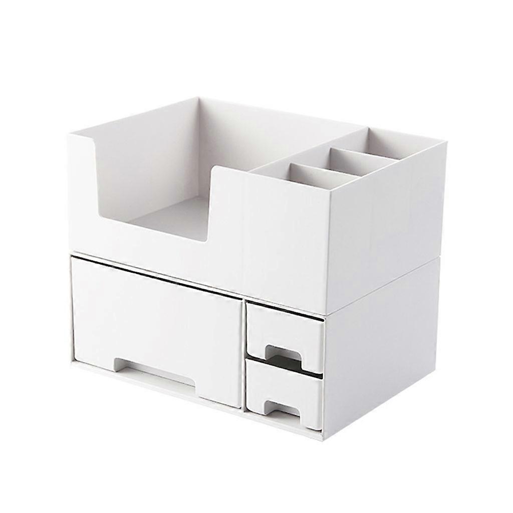 Doppelschichtiger Desktop Kosmetik Aufbewahrungsbox Schublade Multi Grid Display Stand Make-up Organizer Desktop Schmuck Kollektion weiß