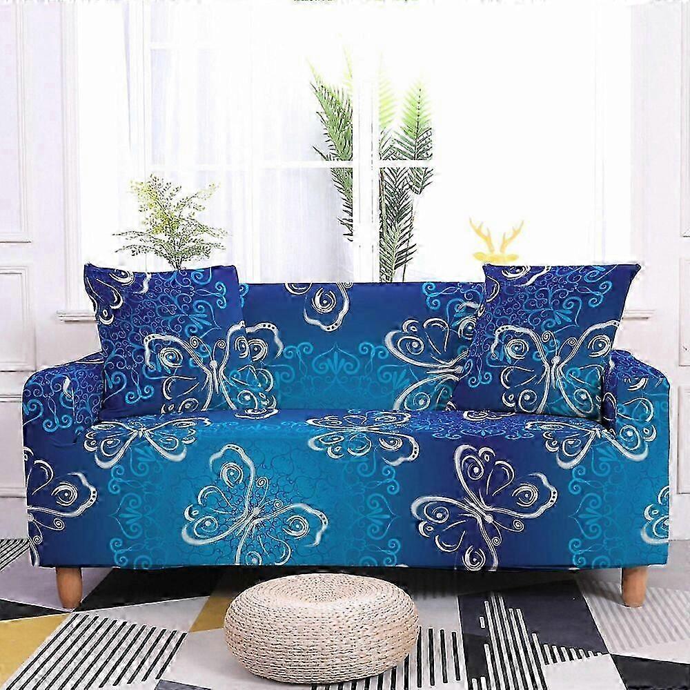 1/2/3/4 Seater Butterfly Print Sofa Cover Stretch All-Inclusive Sofa Protector