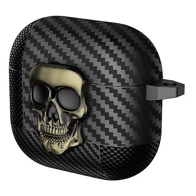 Compatible For AirPods 4 with ANC Protective Case Skull Design Snap Switch TPU + Metal Earphone Cover with Carabiner