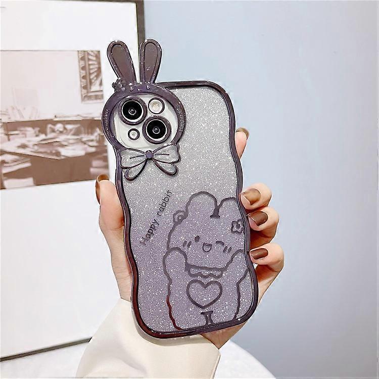 Shockproof Case Compatible For iPhone 14 Rabbit Design Electroplating Phone Case Gradient Glitter Soft TPU Cover