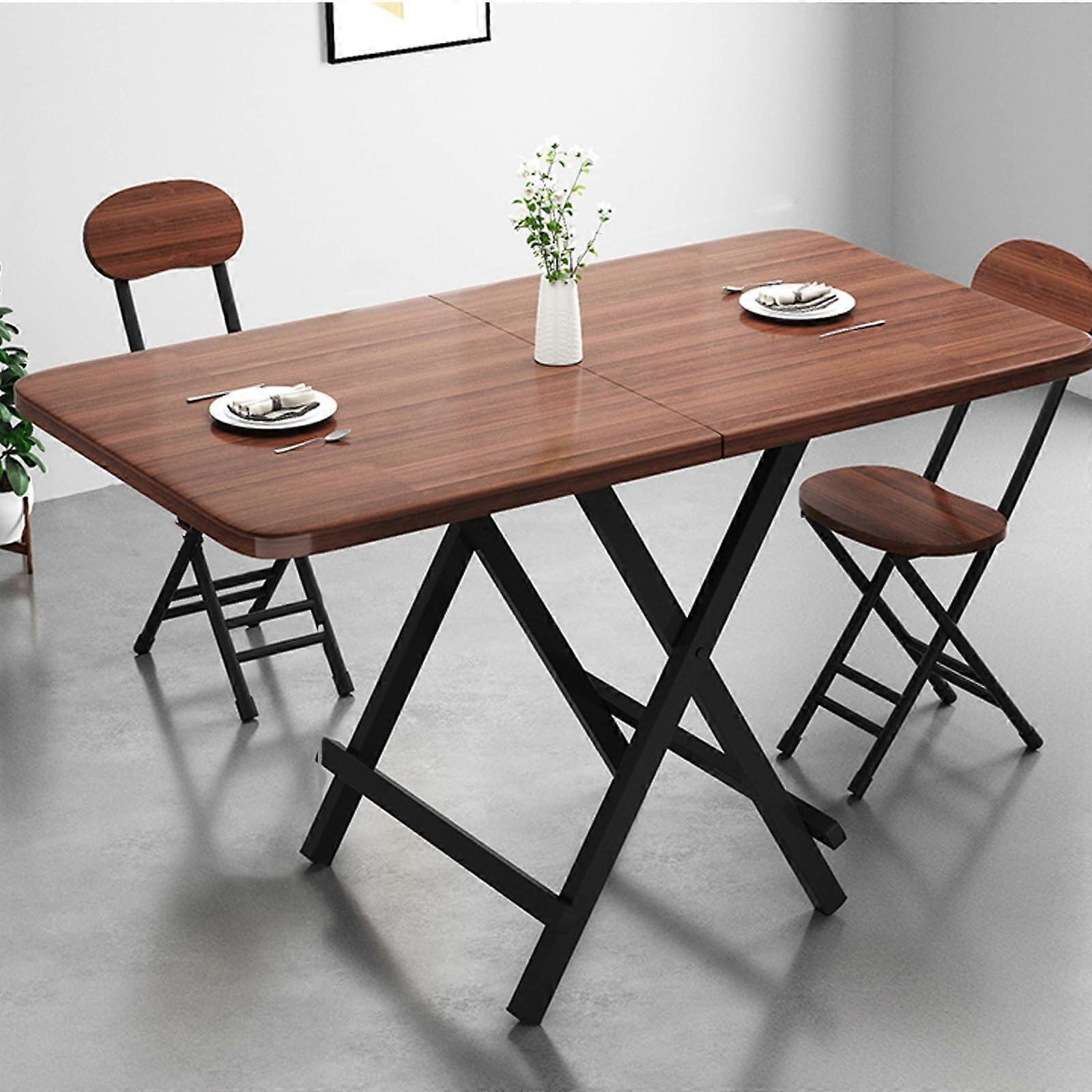 , foldable dining table for terrace, events, outdoor side table with thick table top and metal frame, no assembly required.