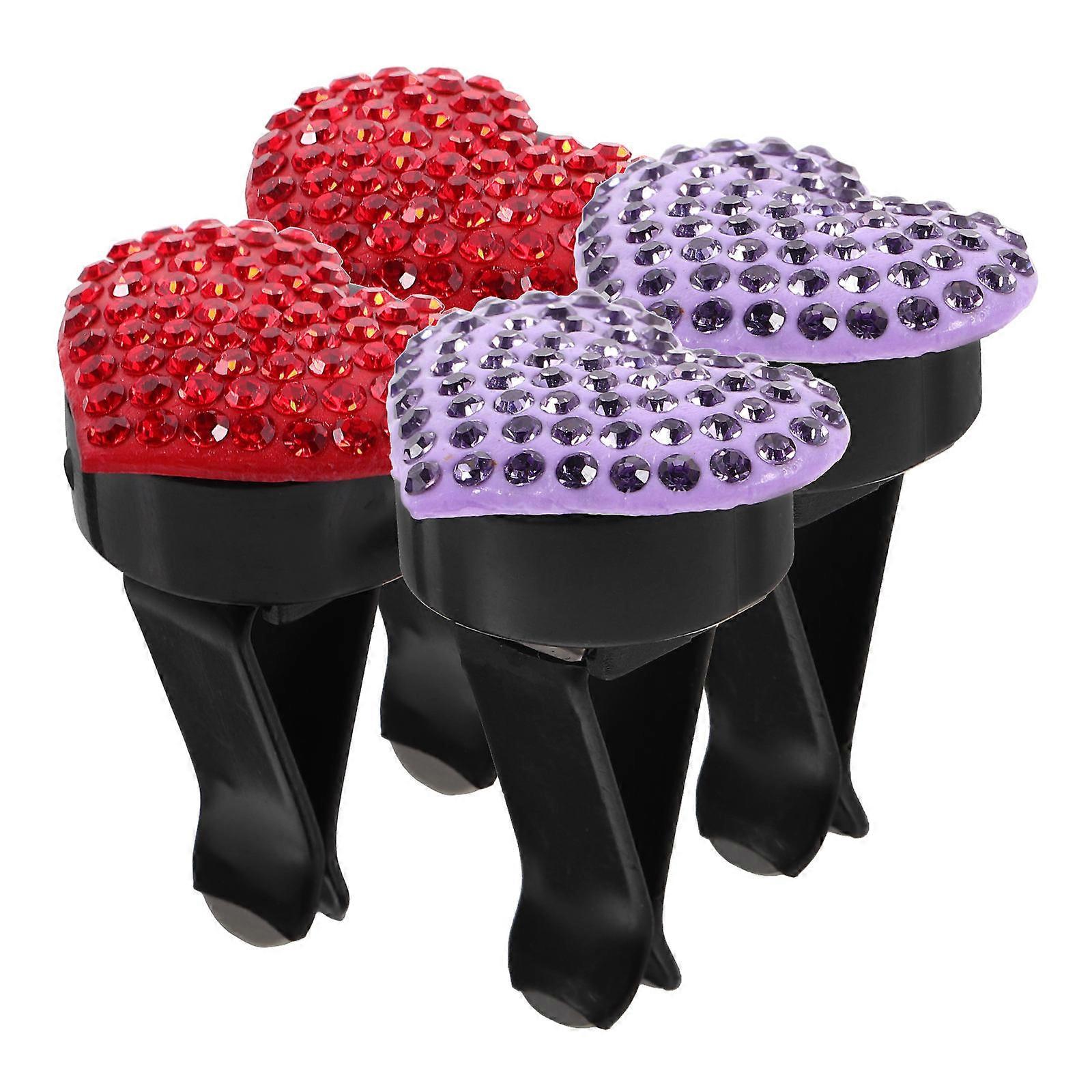Car Vent Clips Heart Shaped Air Freshener Cute Aroma Diffuser Red 4Pcs