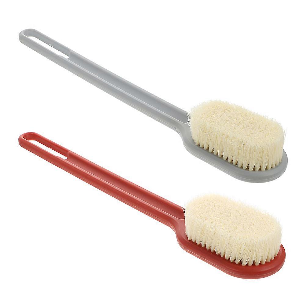 Long Handled Bath Brush Red Promote Circulation Durable Shower Tool 2Pcs