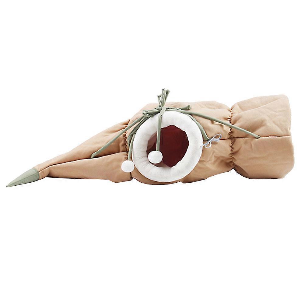 Cat Tunnel Nest Sleeping Bed Polyester Kitten Resting Hammock Beige 1Set