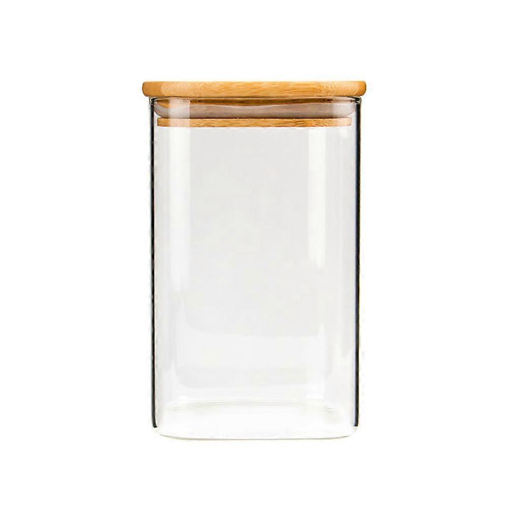Glass Jar With Lids Square Shape Sealed for Loose Tea Coffee Bean 950ml 1Pcs