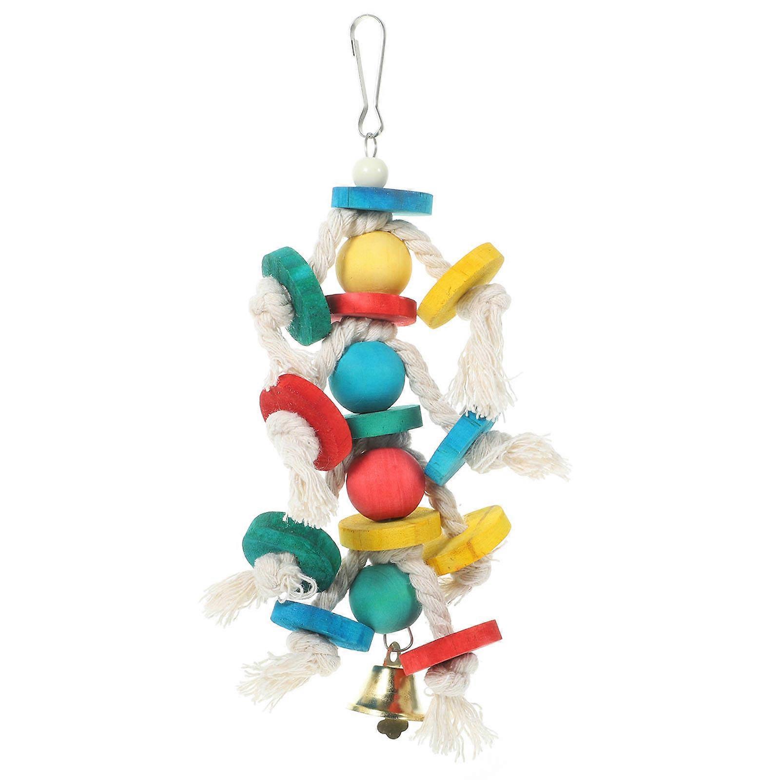 Bird Chewing Toy Wooden Parakeet Biting Toy Multi-Colored 22x11x8cm Muscle Exercise 1Set