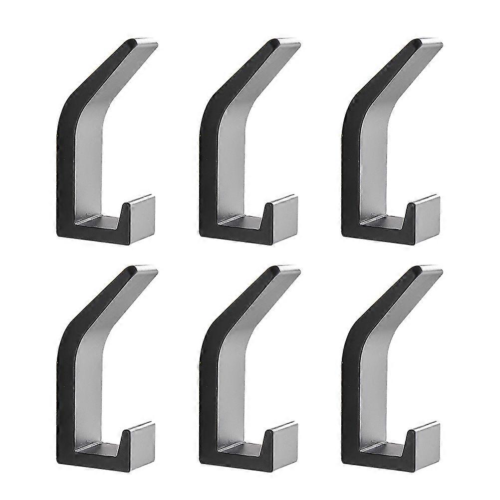 Cloakroom Hooks Wardrobe Hooks Bathroom Kitchen Use Black 7x3x2CM 6Pcs