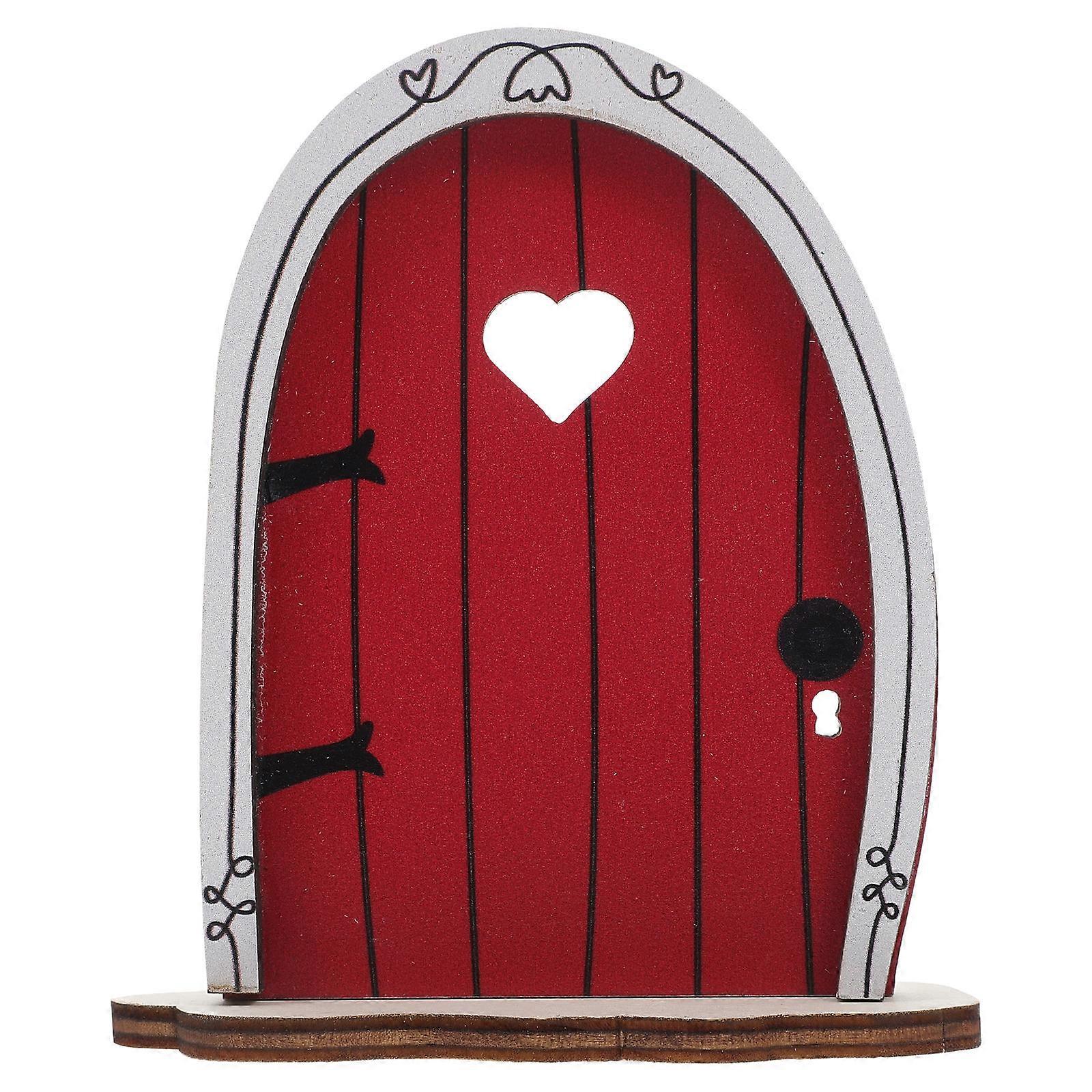 Miniature Door Fairy Wooden Red Gnome Accessories 1Pack