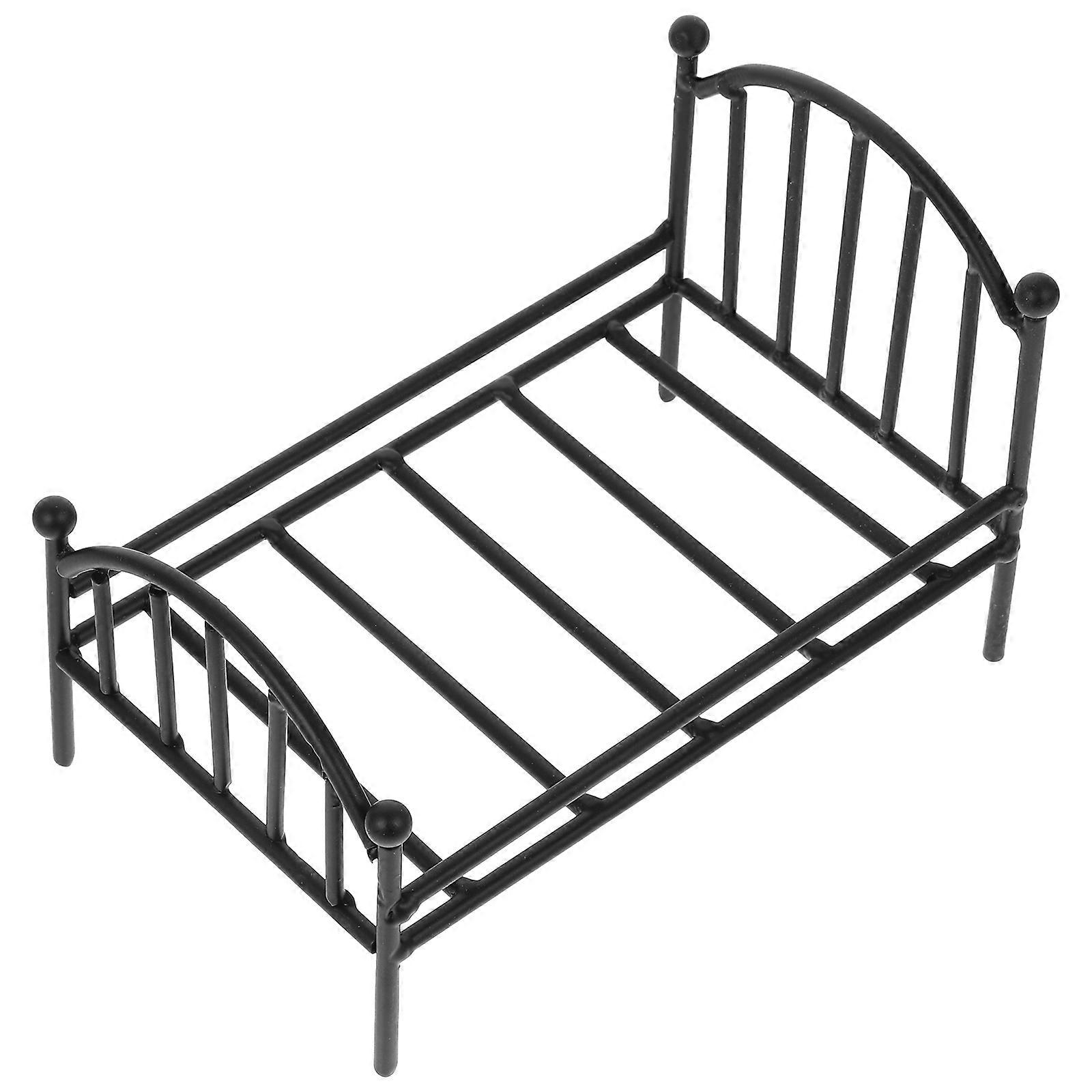 Miniature Models Mini House Bed Frame Elegant Design 16x11x10 Cm Iron For Doll House 1Set