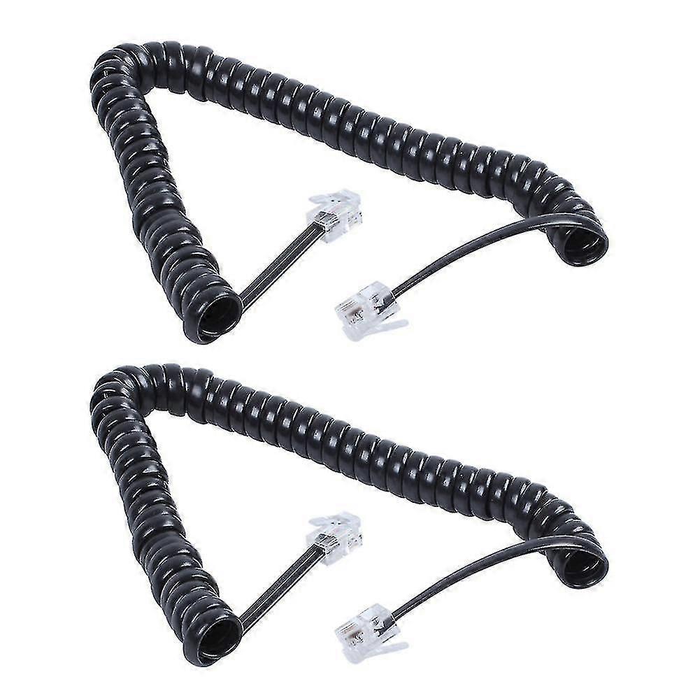 2x Replacement Rj9 4p4c Plug Coiled Stretchy Teleph Handsets Cable Line