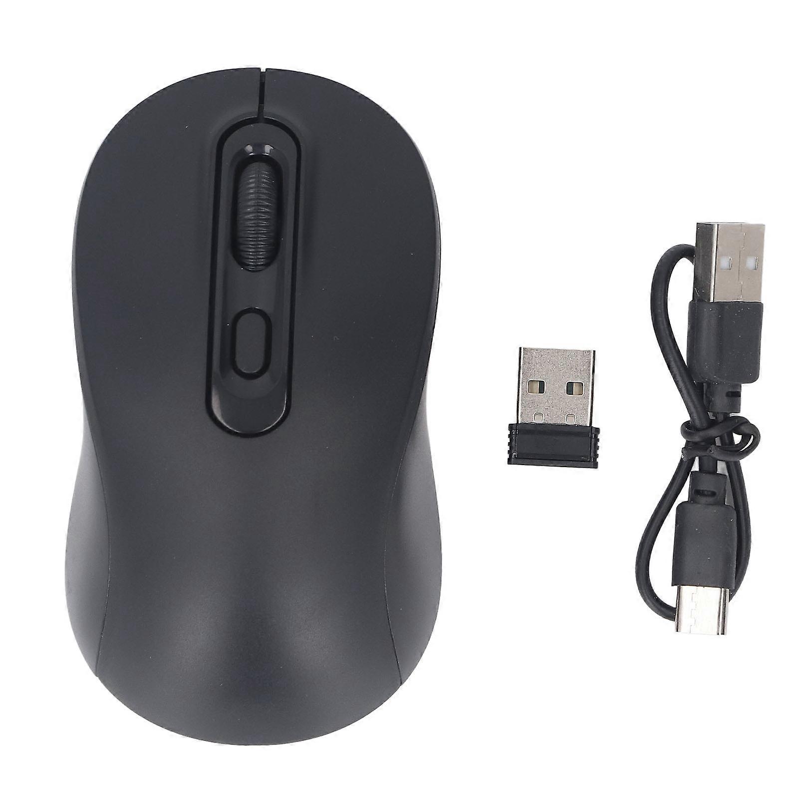 2.4GHz Wireless Mouse Bluetooth Dual Mode Rechargeable Quiet Portable Computer Mouse Black