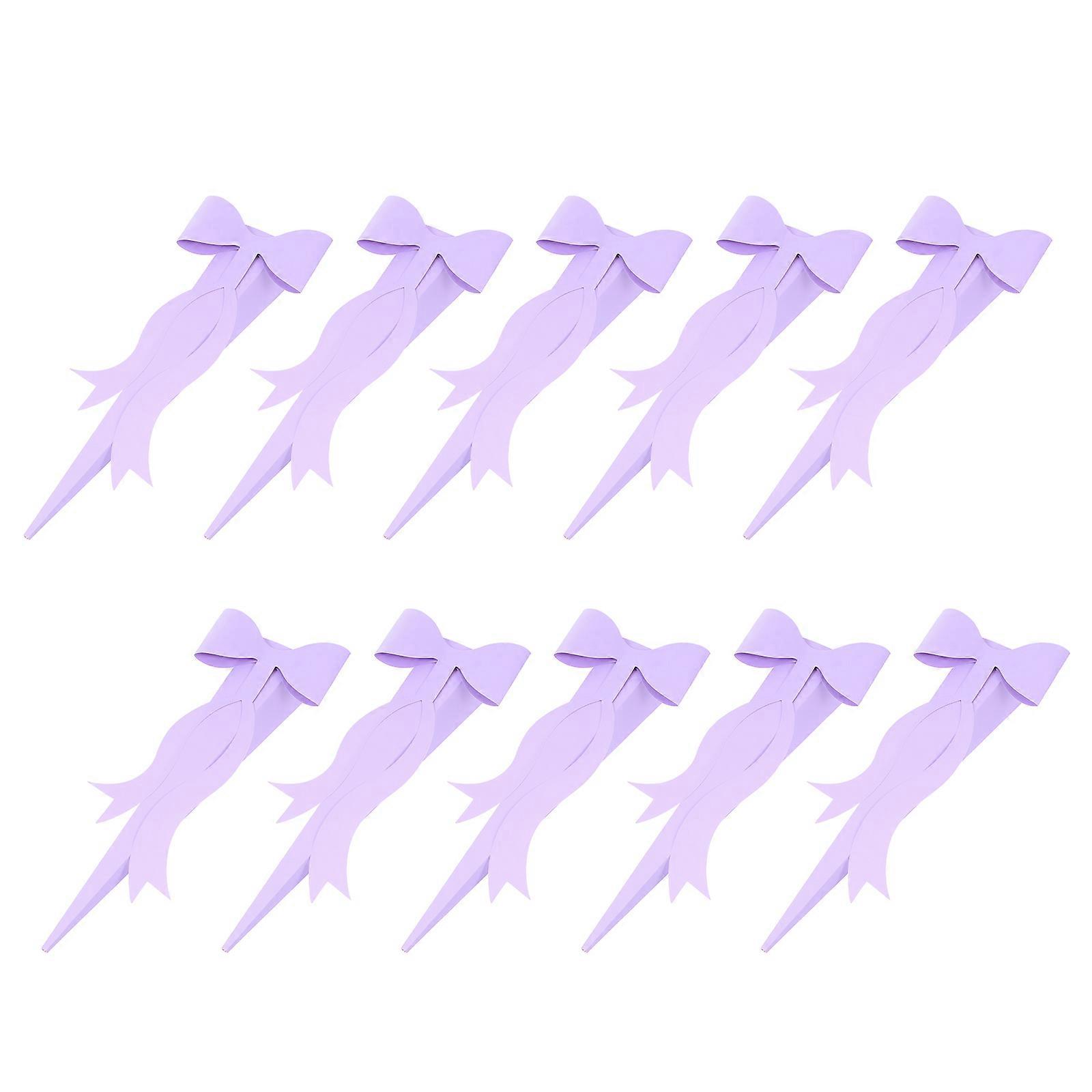 Flower Bouquet Holder Bowknot Design Party Lavender Rectangular Folding 10 Sets