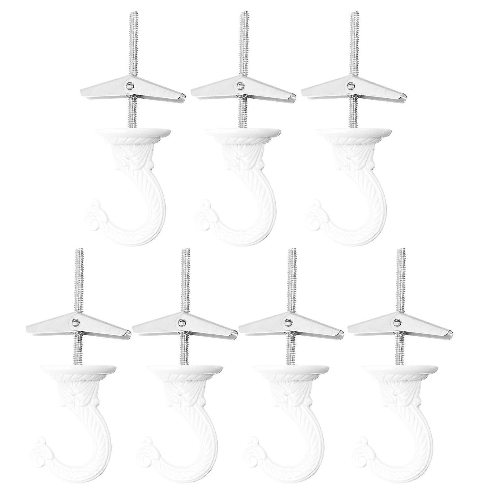 7 Pieces Durable Iron Ceiling Hooks for Home Use Hanging Small Items White Color