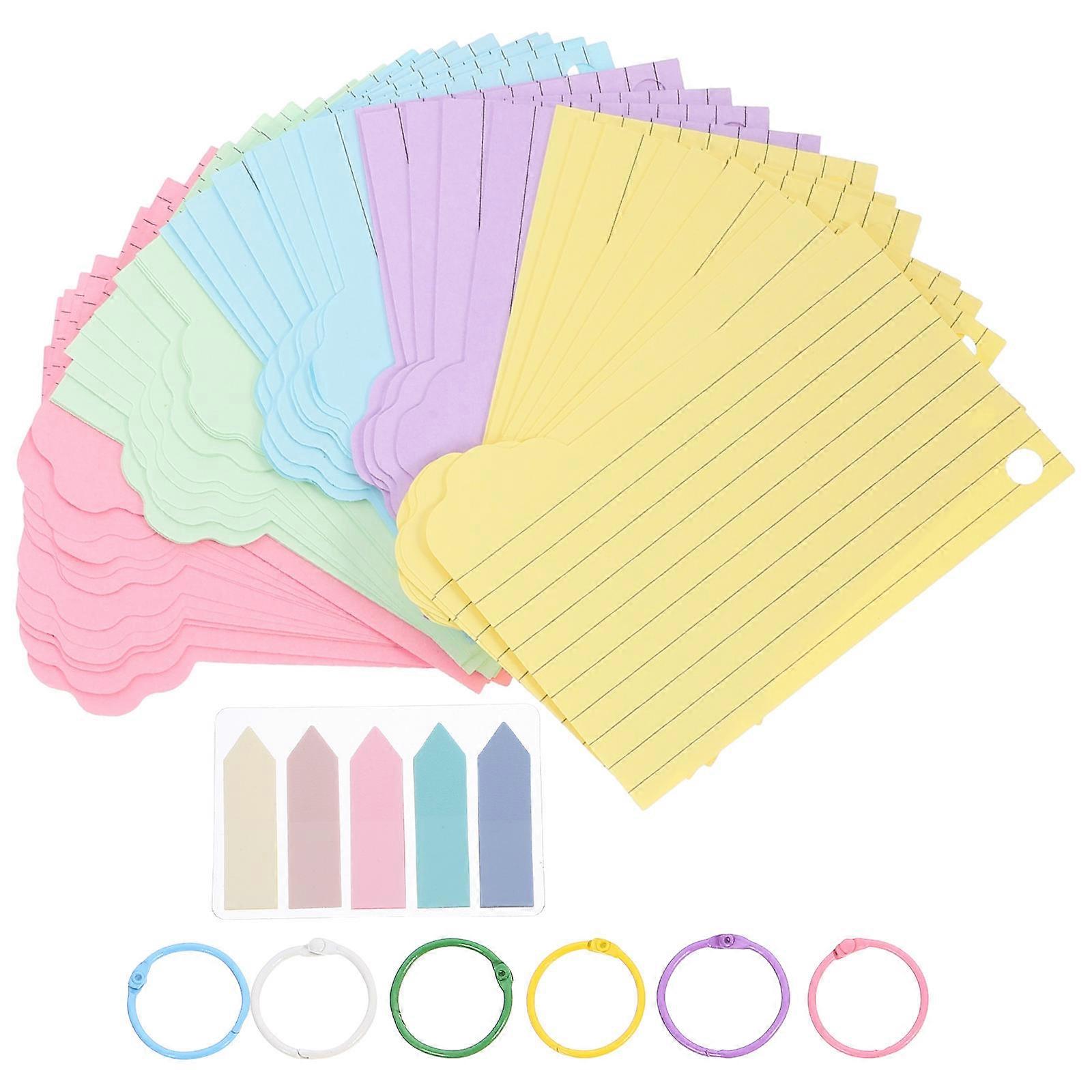 Cream Blank Index Cards Set with Metal Binder Rings for Study, School, Office and Revision   Loose Leaf Flashcards for Memory, Words and Notes