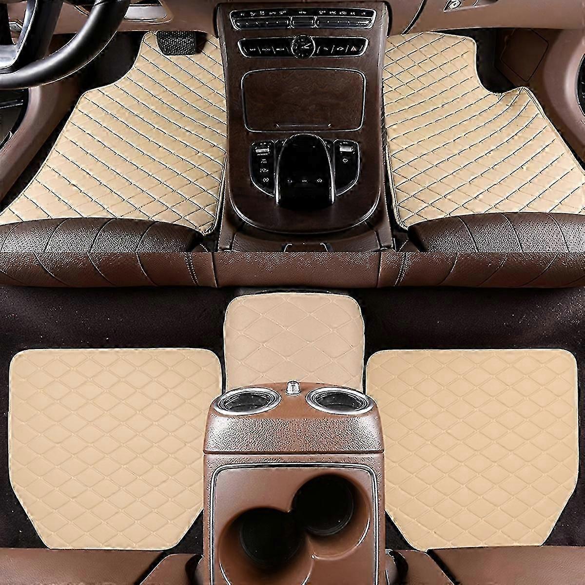 5kpl auton lattiamatot, universaali vedenpitävä etu- ja takaistuimet lattiamatot, PU nahka auton sisustustarvikkeet-Yvan