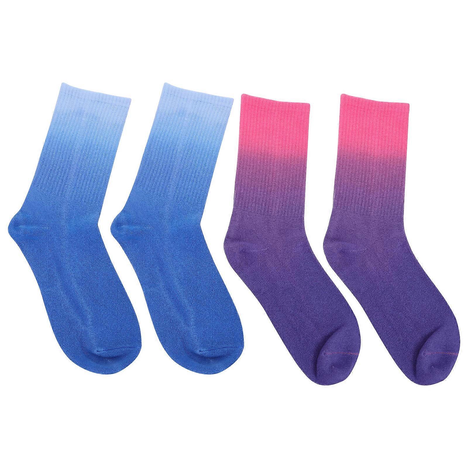 Mens Cotton Socks Tie-Dyed Sock Autumn Winter One Size Fits Most Comfortable 2 Pairs