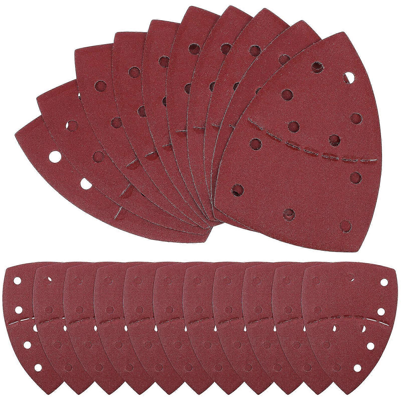 Mouse Sander Sandpaper Detail Sanding Pads Triangle Sandpaper For Woodworking Dark Red 15.20X11.00X0.10CM Sanding 60Pcs