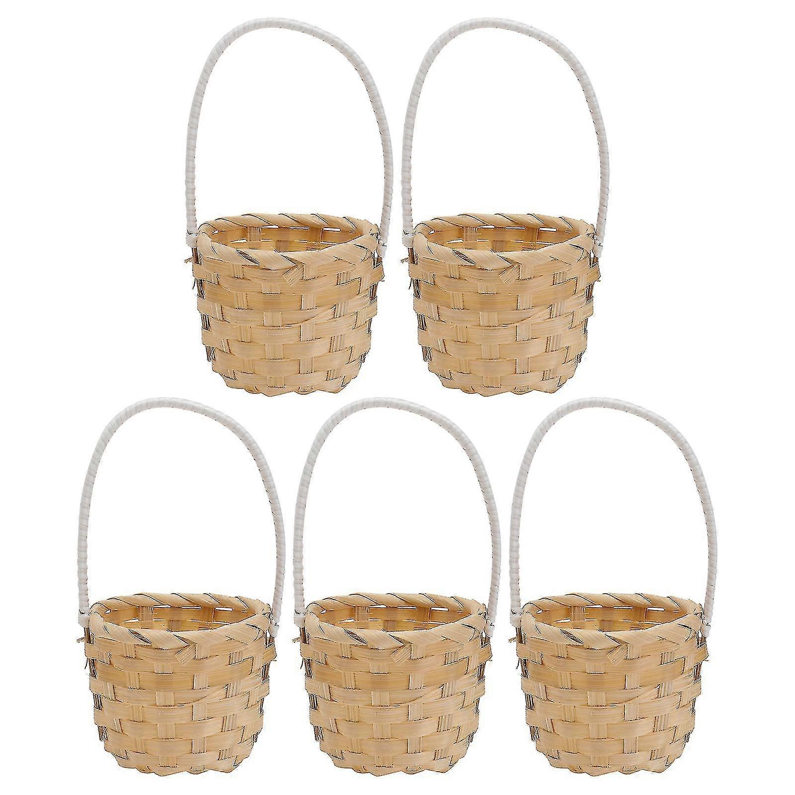Set of 5 Practical Bamboo Weaving Picnic Baskets for Flower Display and Home Storage Solutions