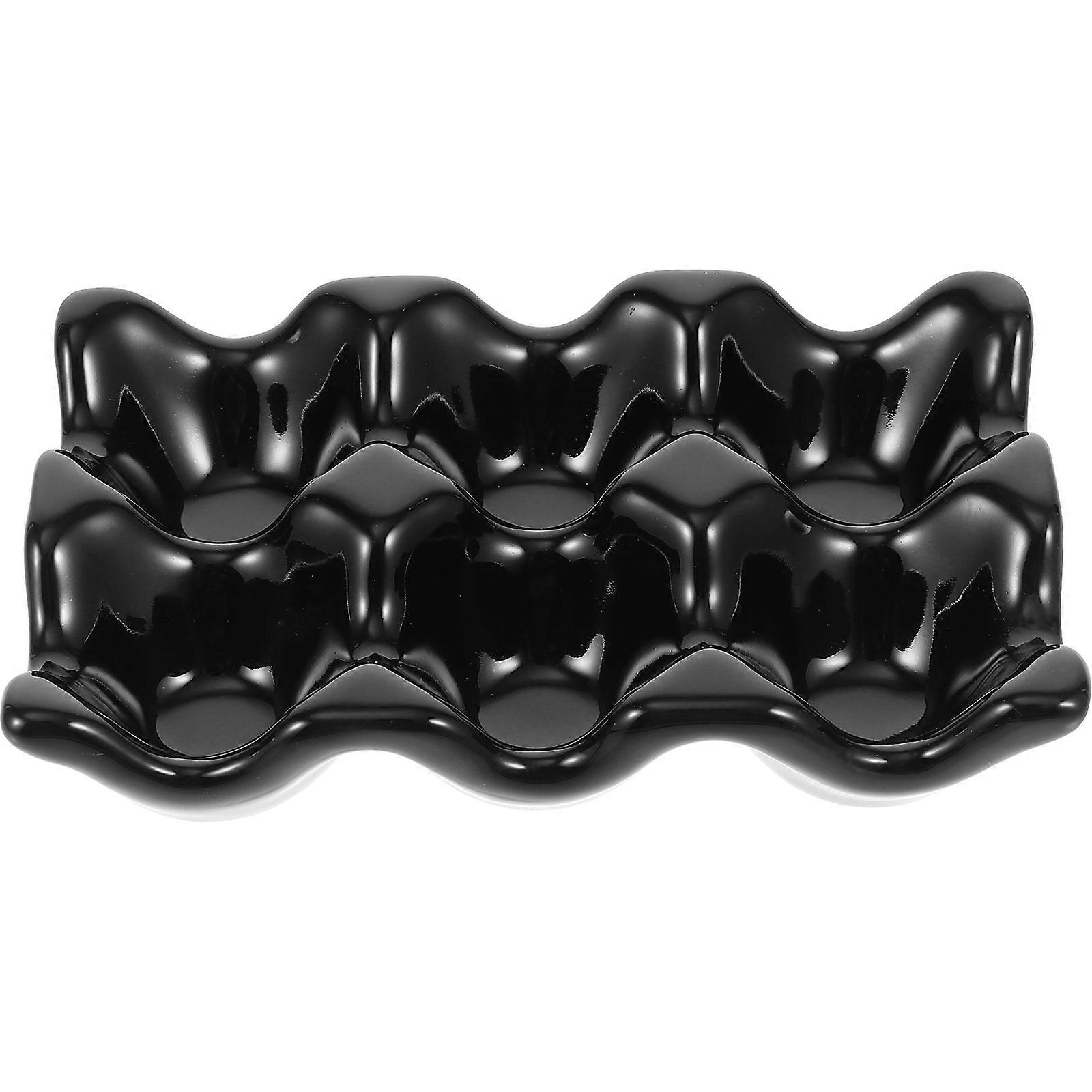 1 Pc Ceramic Egg Holder Reusable Container Practical Egg Cup Black