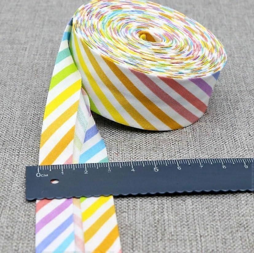 Cotton Bias Binding Tape 30mm Striped Color 10 Metres Folded Sewing Seam Tape 33 Color Options