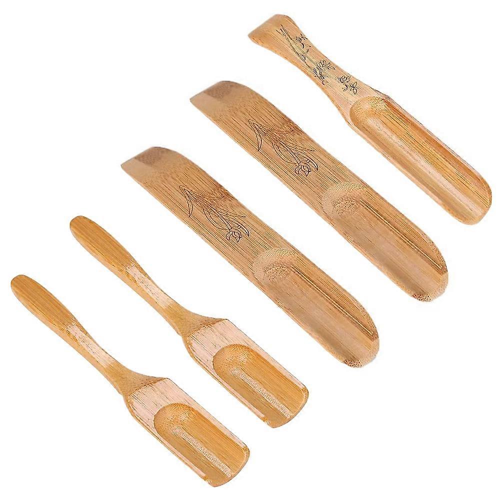 Small Bamboo Scoop Multi-Function Tea Scoops Chocolate Kitchen Supplies 5Pcs