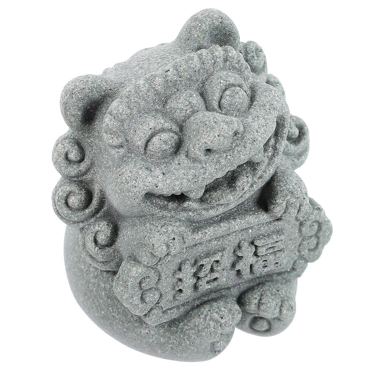 Mini Lion Decor Lion Shaped Ornament Home Owners Business Owners Grey Resin 6.20X5.80X5.00CM 1Set