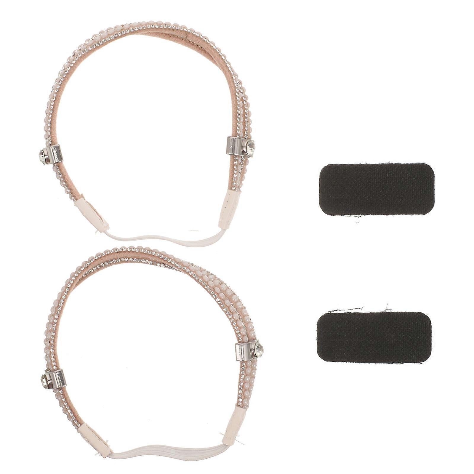 Elastic High Heels Shoe Straps Simple Style Ankle Strap Assorted Color Imitation Pearl Prevent Shoes From Falling Off 1 Pair