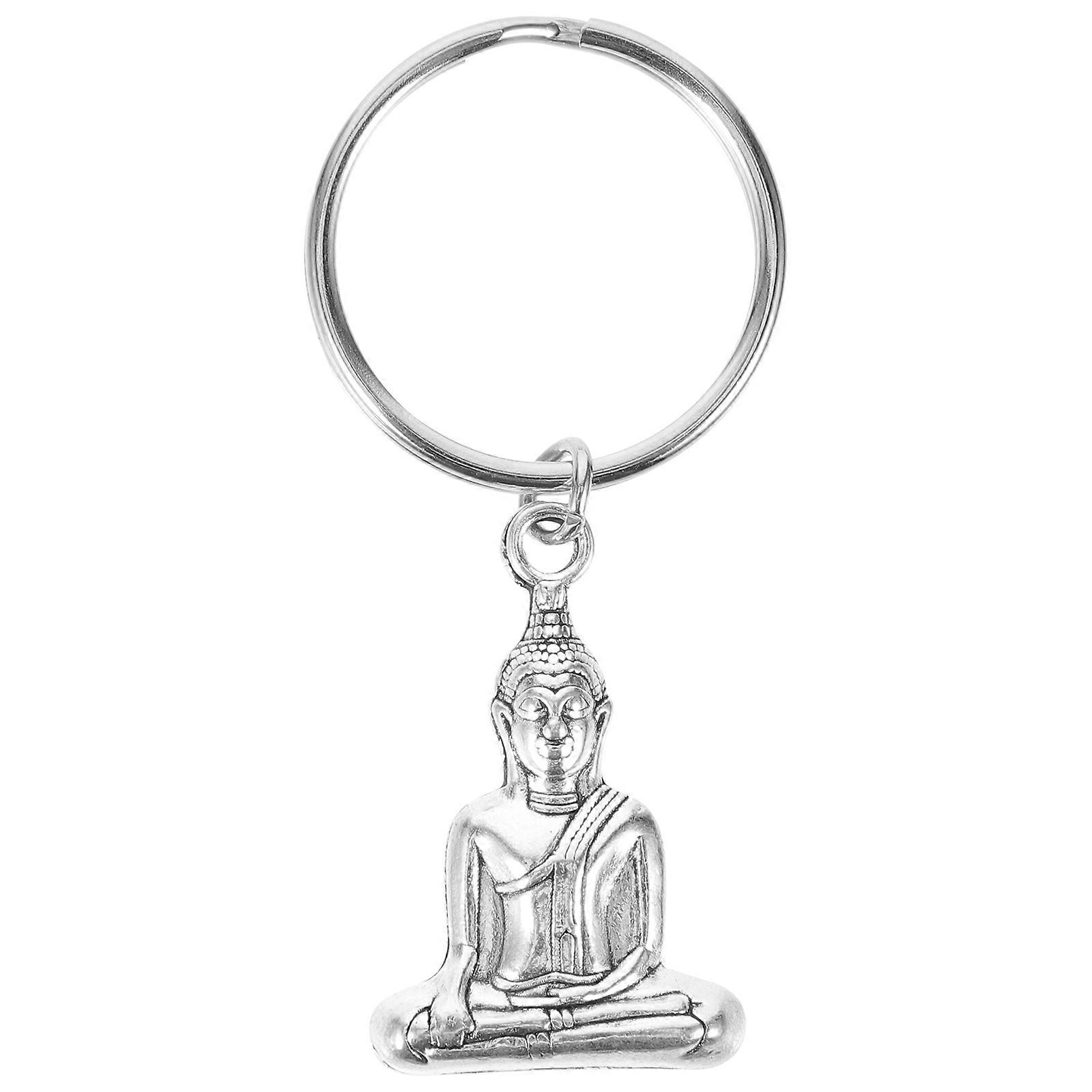 Silver Buddha Key Chain for Car Keys with Vintage Design Alloy