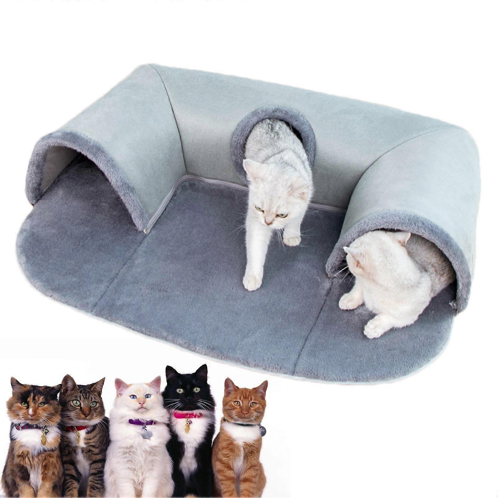 Foldable Cat Beds, Cat Beds Tunnel Removable, Washable Ushaped Cat Cave