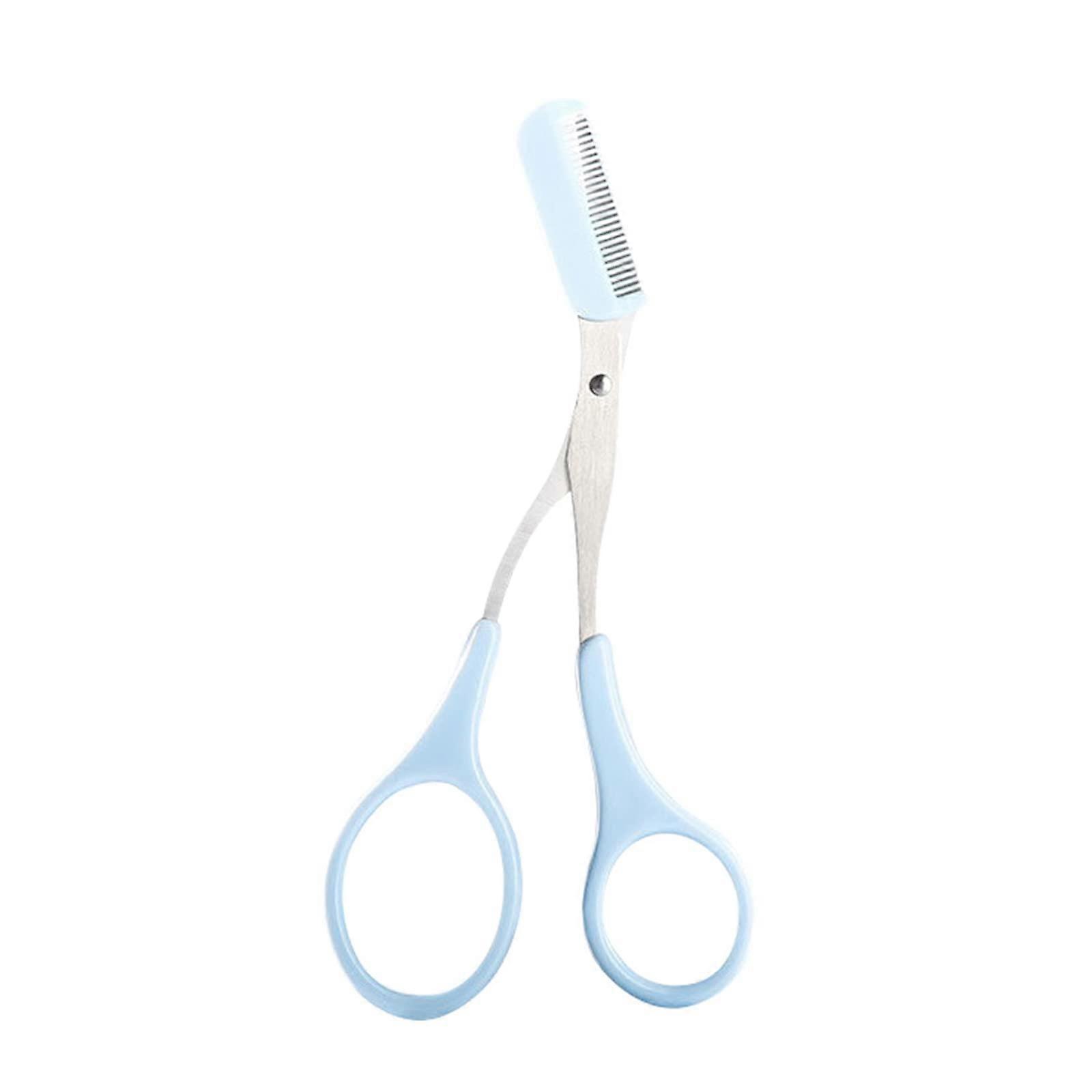 Eyebrow Trimming Scissors With Comb For Eyebrows And Eyelashes Face Grooming Hair Removal Cosmetic Accessory Blue