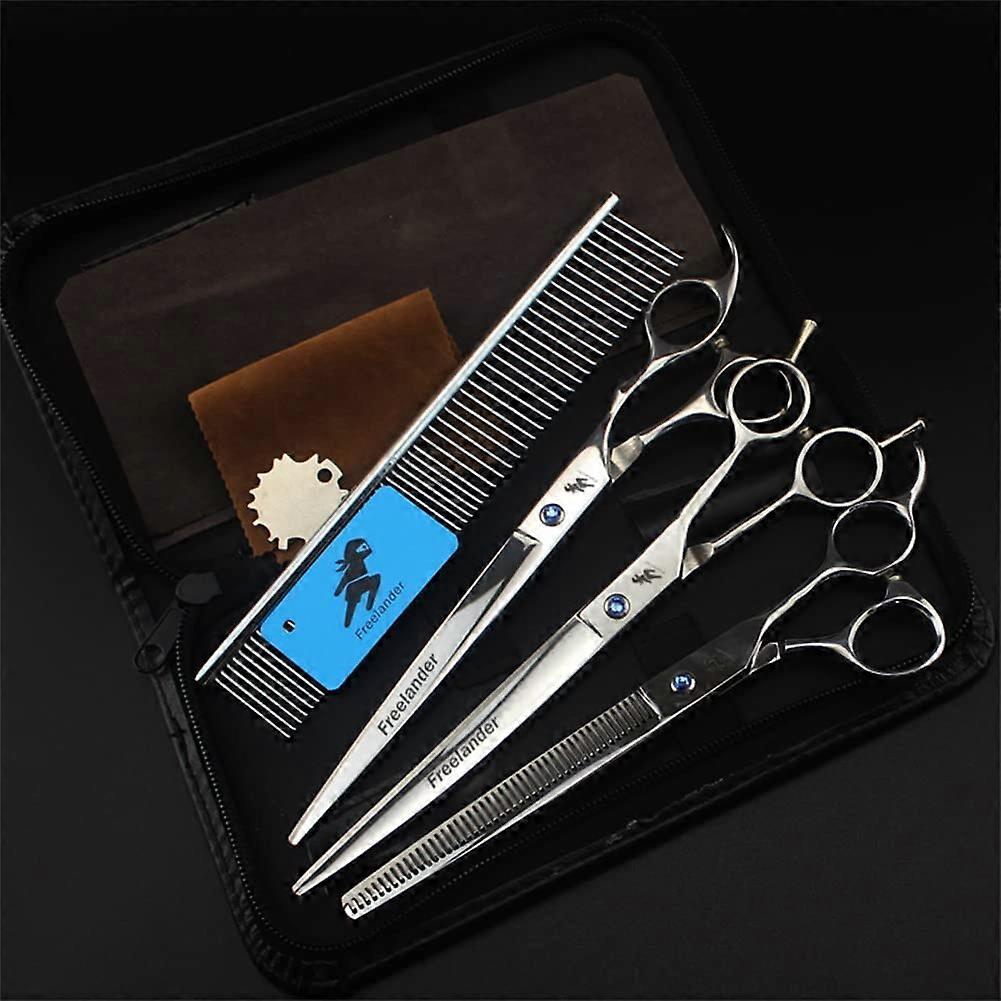 8.0 Inch Professional Pet Grooming Scissors, Dog Grooming Scissors, Curved, Straight Chunker Scissors, Trimming Tools for Long Short Shark