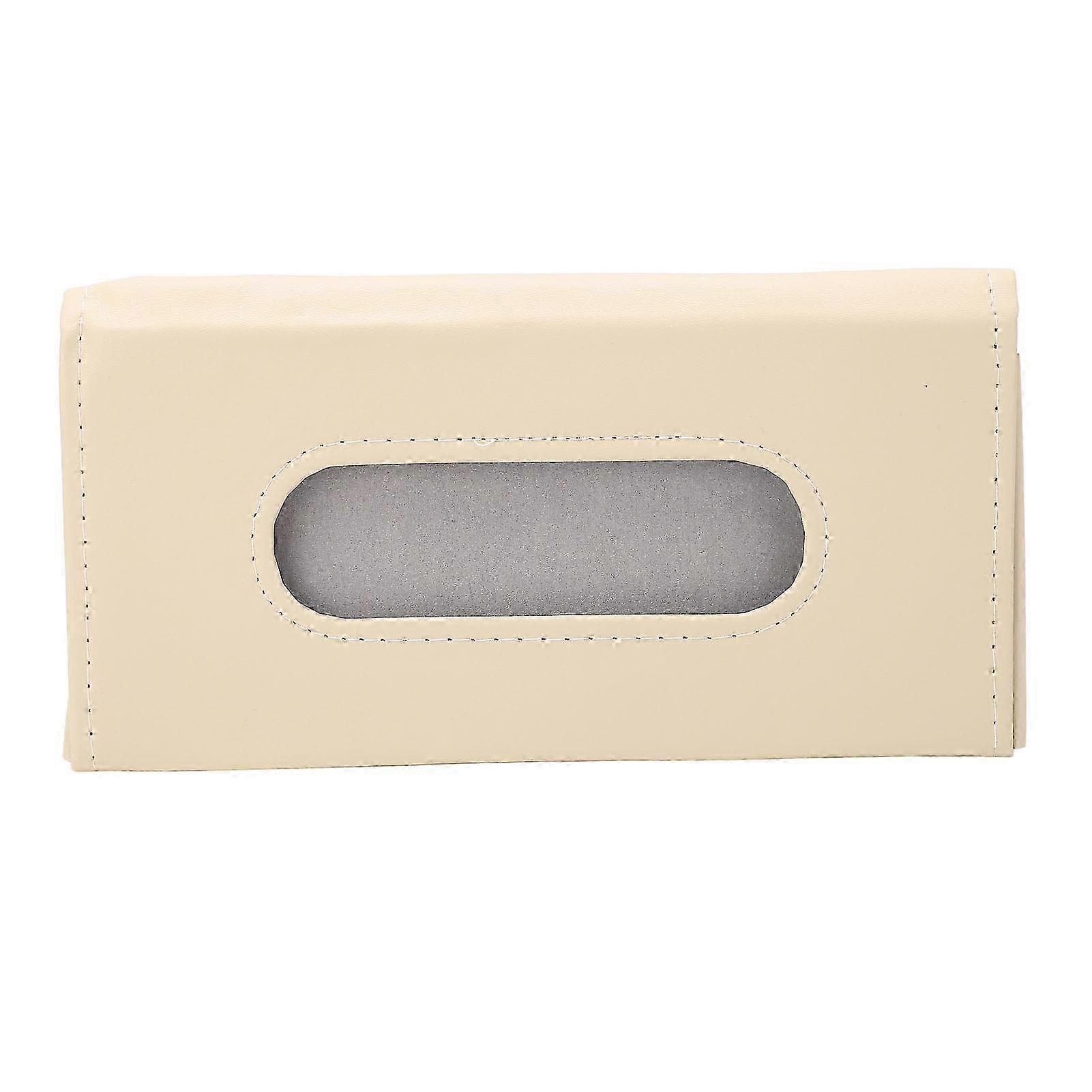 Car Tissue Holder PU Leather Space Saving Odorless Easy to Clean Napkin Dispenser Khaki