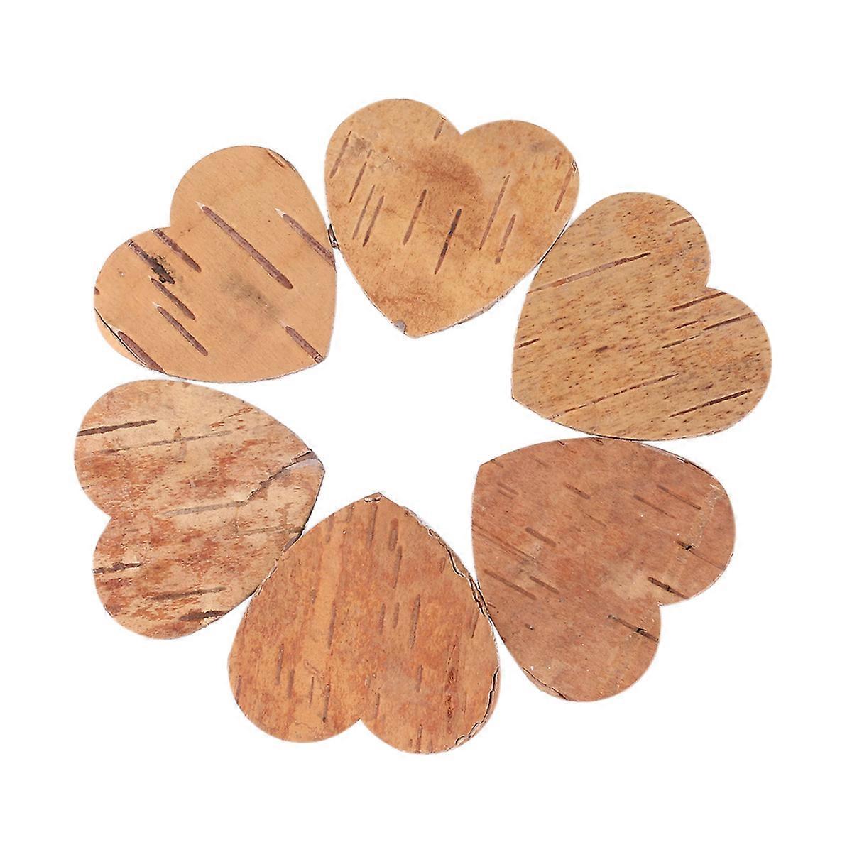 160pcs Birch Bark Heart Shaped Wooden Chips Rustic DIY Wood Ornaments for Weddings, Showers, Birthdays, Guest Book Sign Decor Crafting Fun