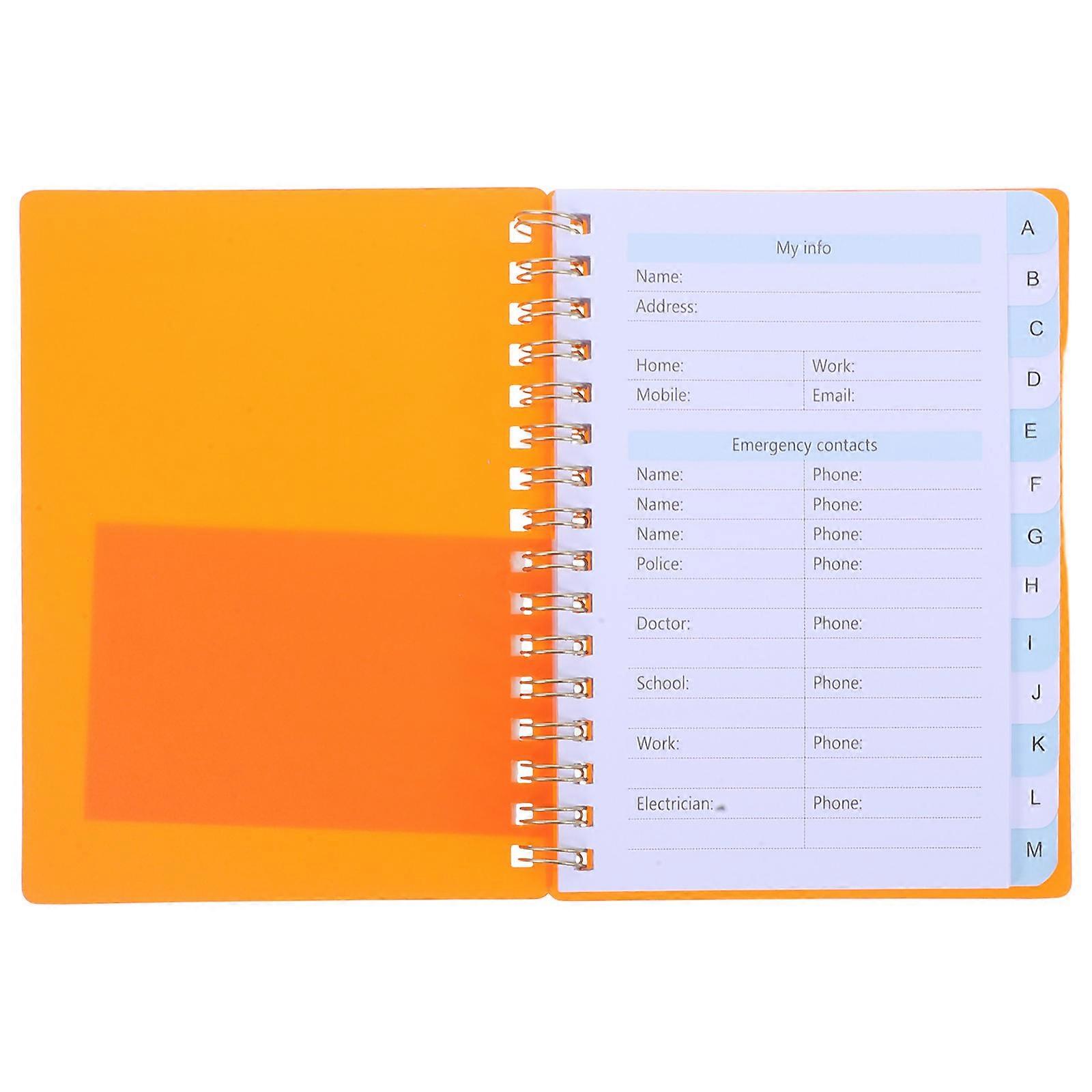 Password Recording And Website Address Recording Notebook With Alphabetical Tabs For Office Use Orange Rectangular 1Pcs