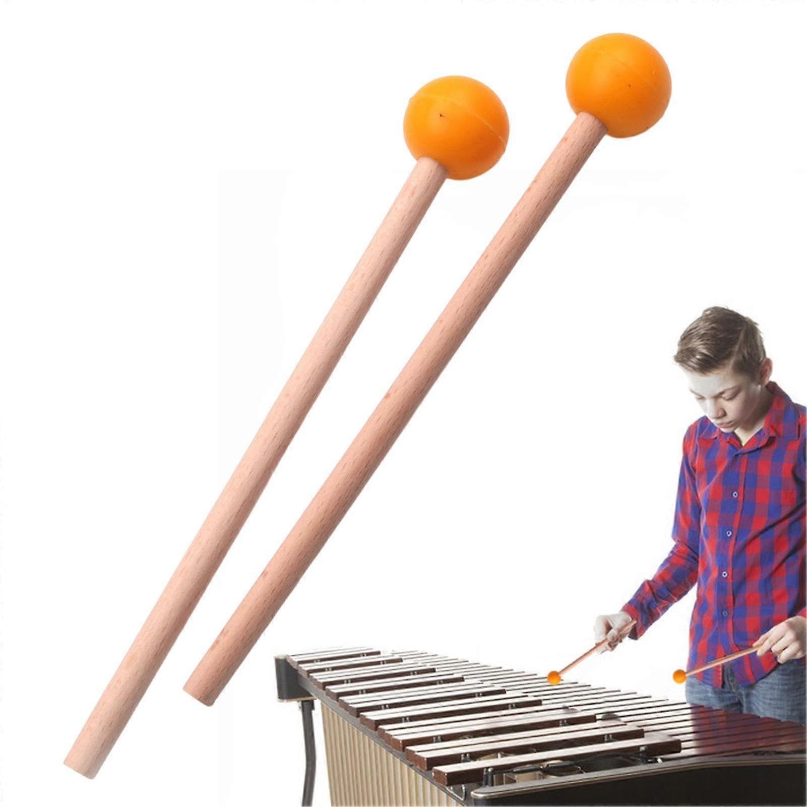 Gong Mallet – Rubber Drum Mallet, Wooden Mallet with Hard Rubber Head for Percussion, Yellow