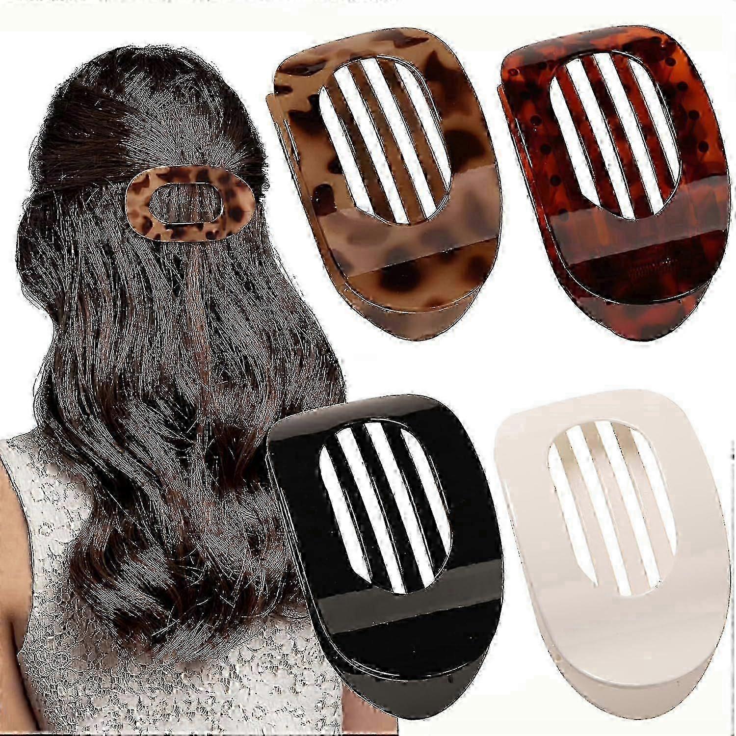 4 PCS επίπεδη κλιπ μαλλιών, γύρος Lay Down Hair Claw Clips για τις γυναίκες κορίτσια, γαλλικά ισχυρή κρατήσει Barrettes μαλλιών για παχιά λεπτά μαλλιά, άνετη καμπύλη επίπεδη C