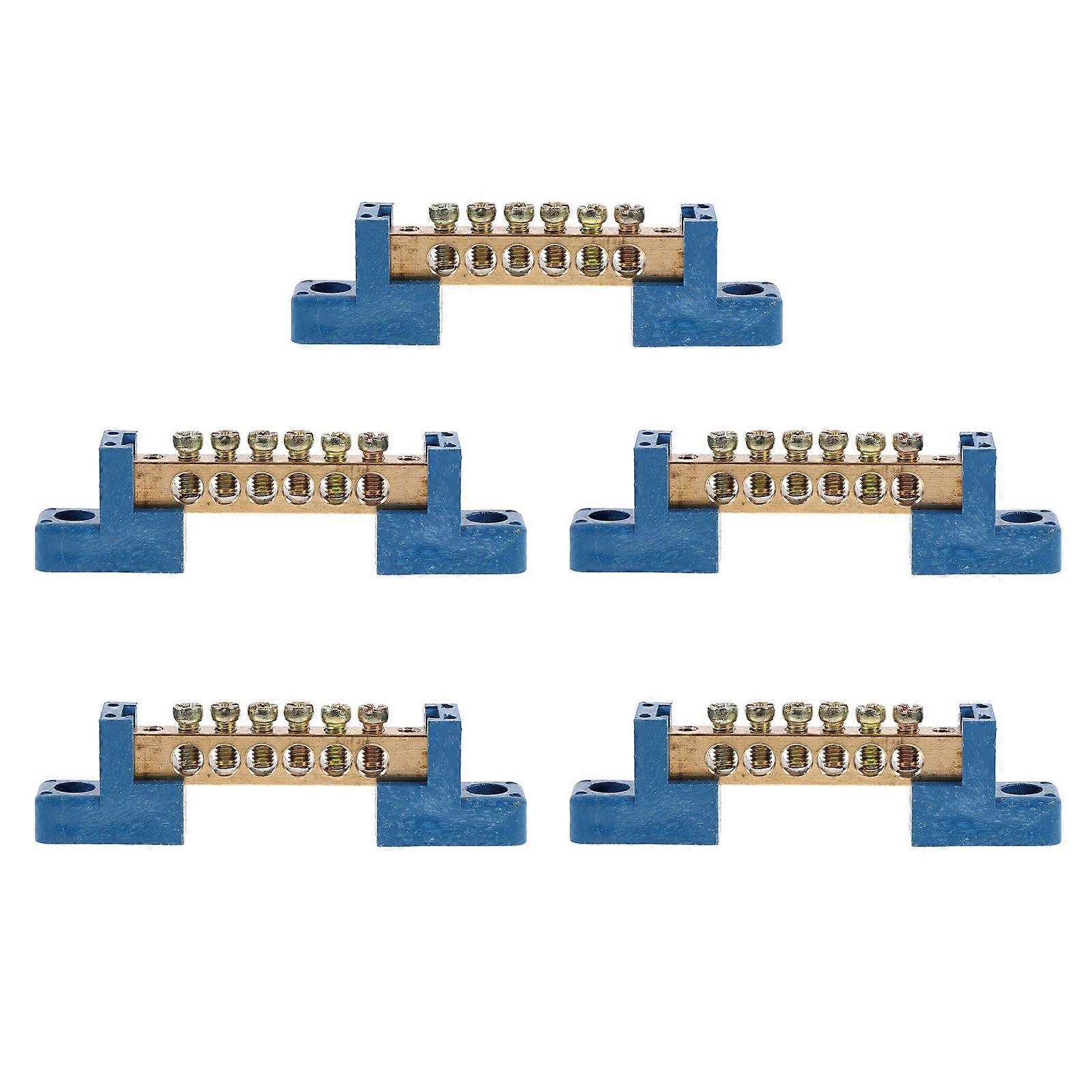 5pcs Brass Terminal Bus Bar Block for Grounding Distribution in Electrical Panels, RV & Automotive Wiring, Rust Resistant Screw Wire Connector