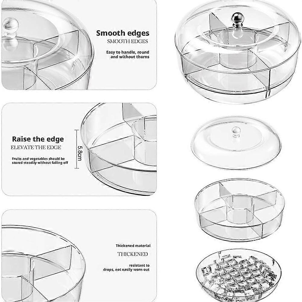 Chilled Veggie Fruit Tray Platter Divided Rotating Serving Tray with Lid Snack Vegetable Tray Chip and Dip Serving Set