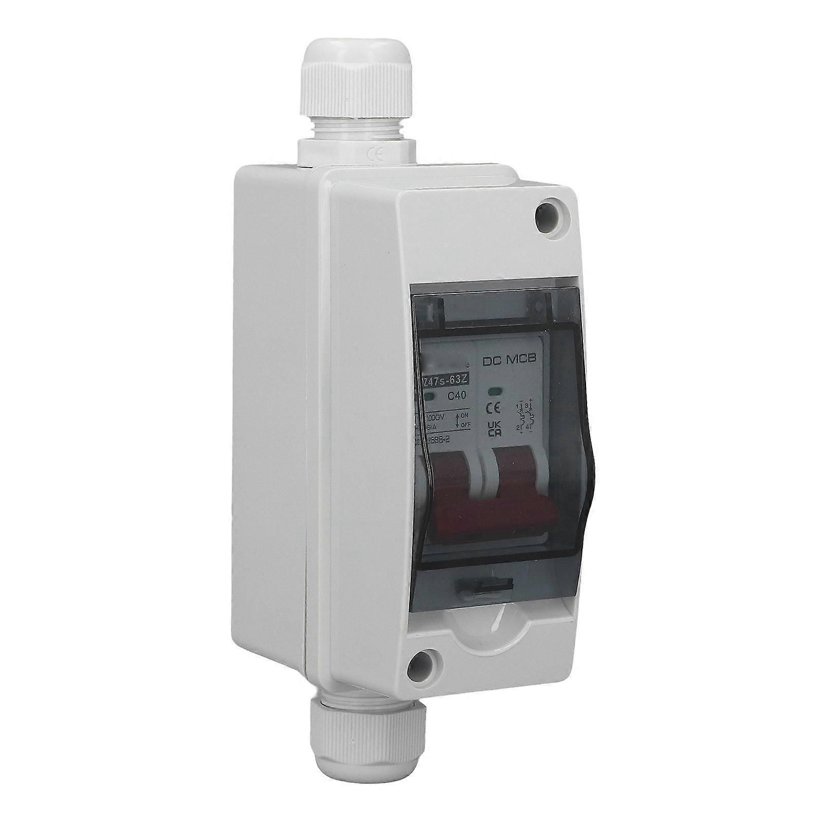 DC Circuit Breaker 2P 40A IP65 Waterproof 6KA Breaking Capacity DC Isolator Switch for Solar PV System 1000V