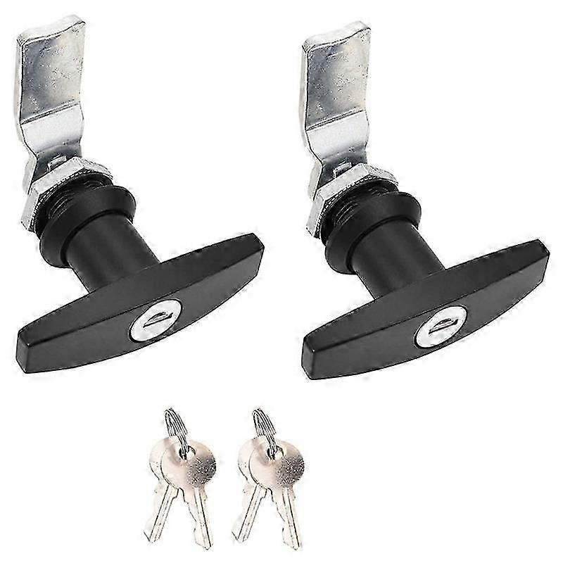 T-Handle Door Lock Truck Cap Locking with 2 Keys for Most of Truck Cap Toppers Tops Black