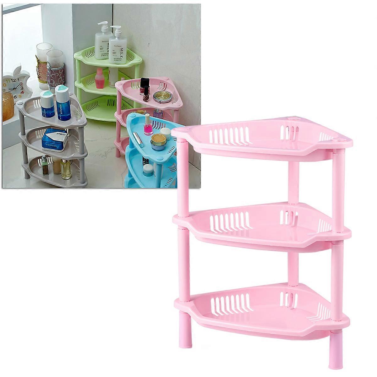 Cubbies Storage Shelves Pink Plastic 3 Layer Bathroom Organizer Home Use 28.00X19.50X33.00CM 1Pcs