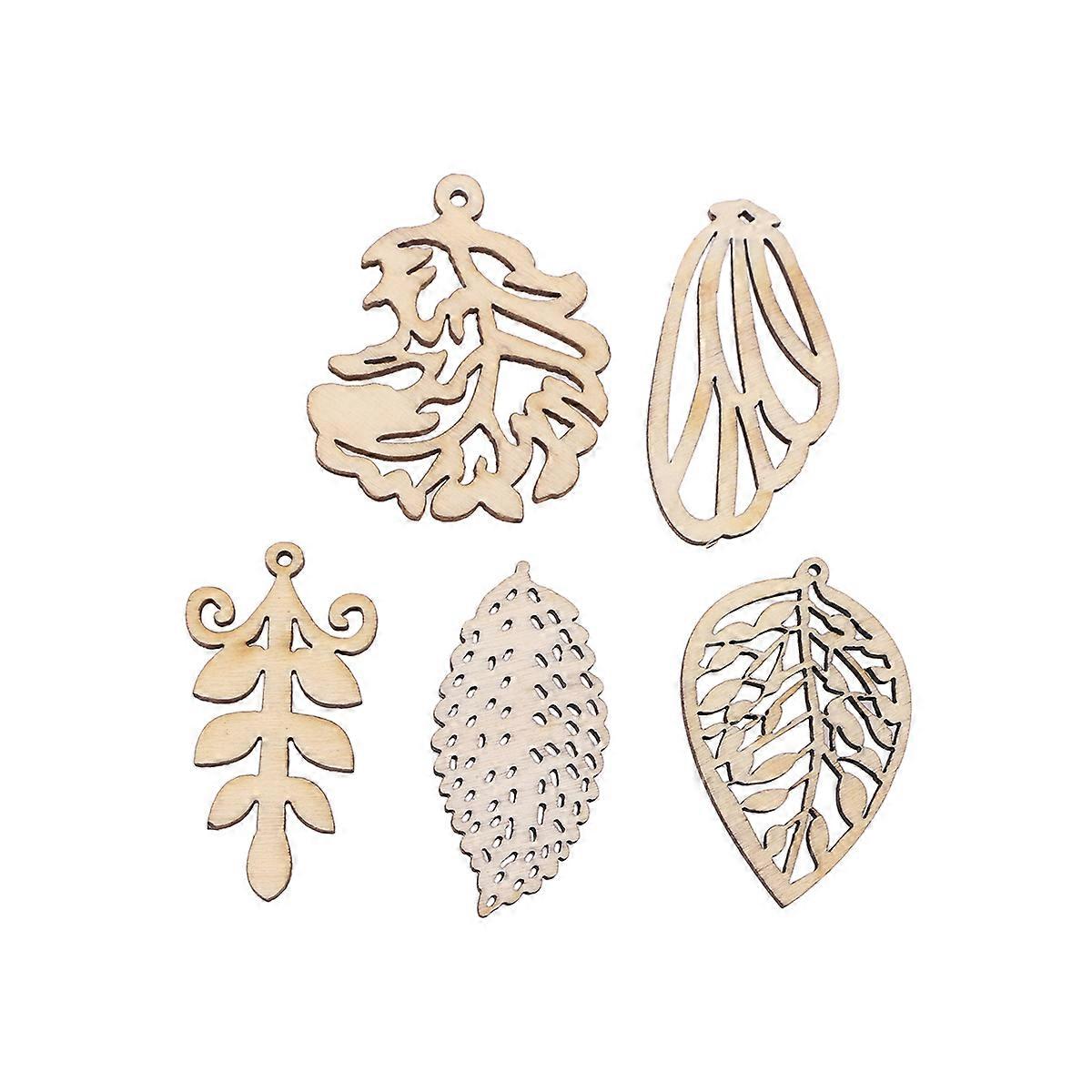 Thanksgiving Leaf Shape Wooden Embellishments for Craft Projects 50Pcs