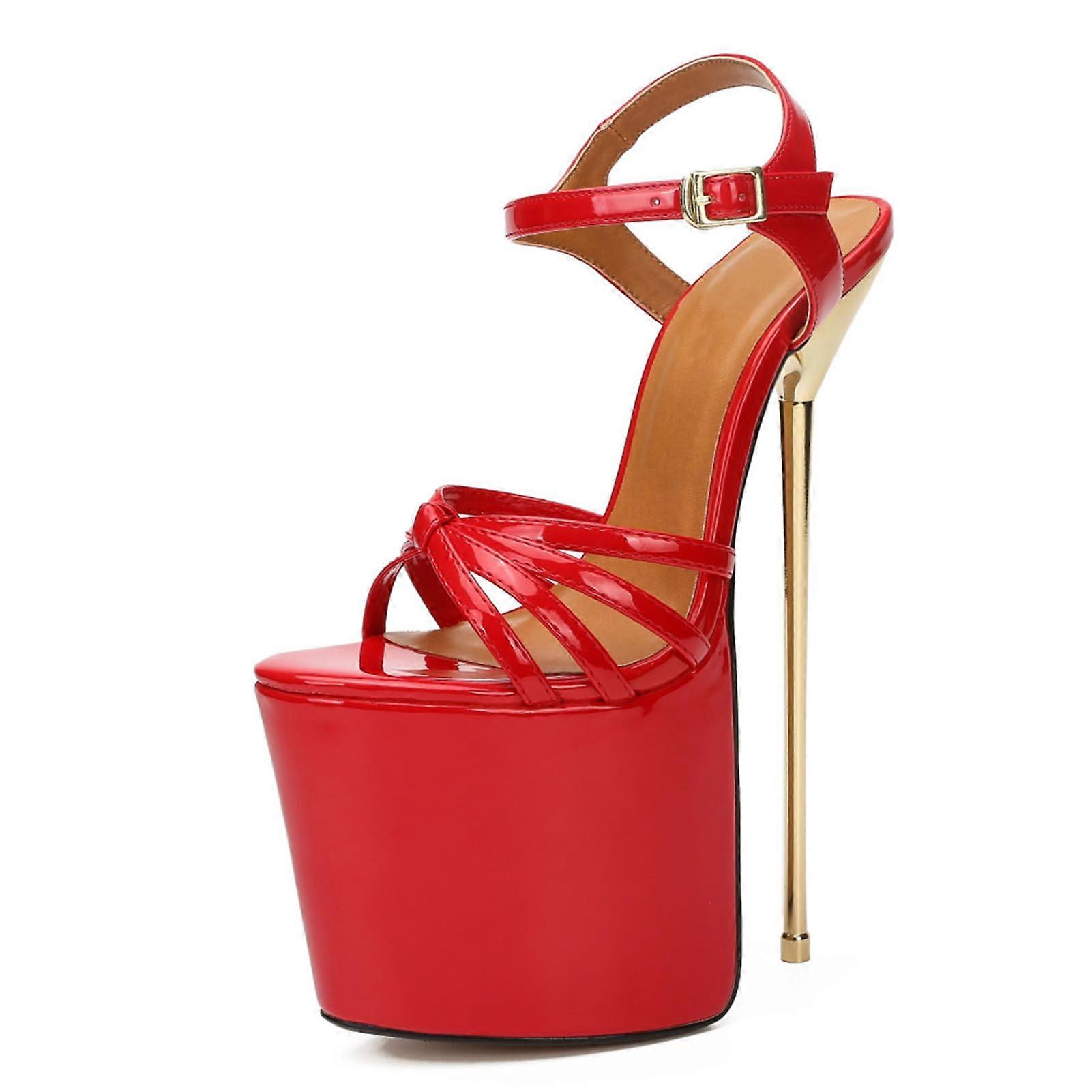 22 cm/8.66 Inches Women's Open Toe Stiletto High Heels, Red Fetish Party Shoes, Size 41 EU for Pole Dancing and Evening Wear