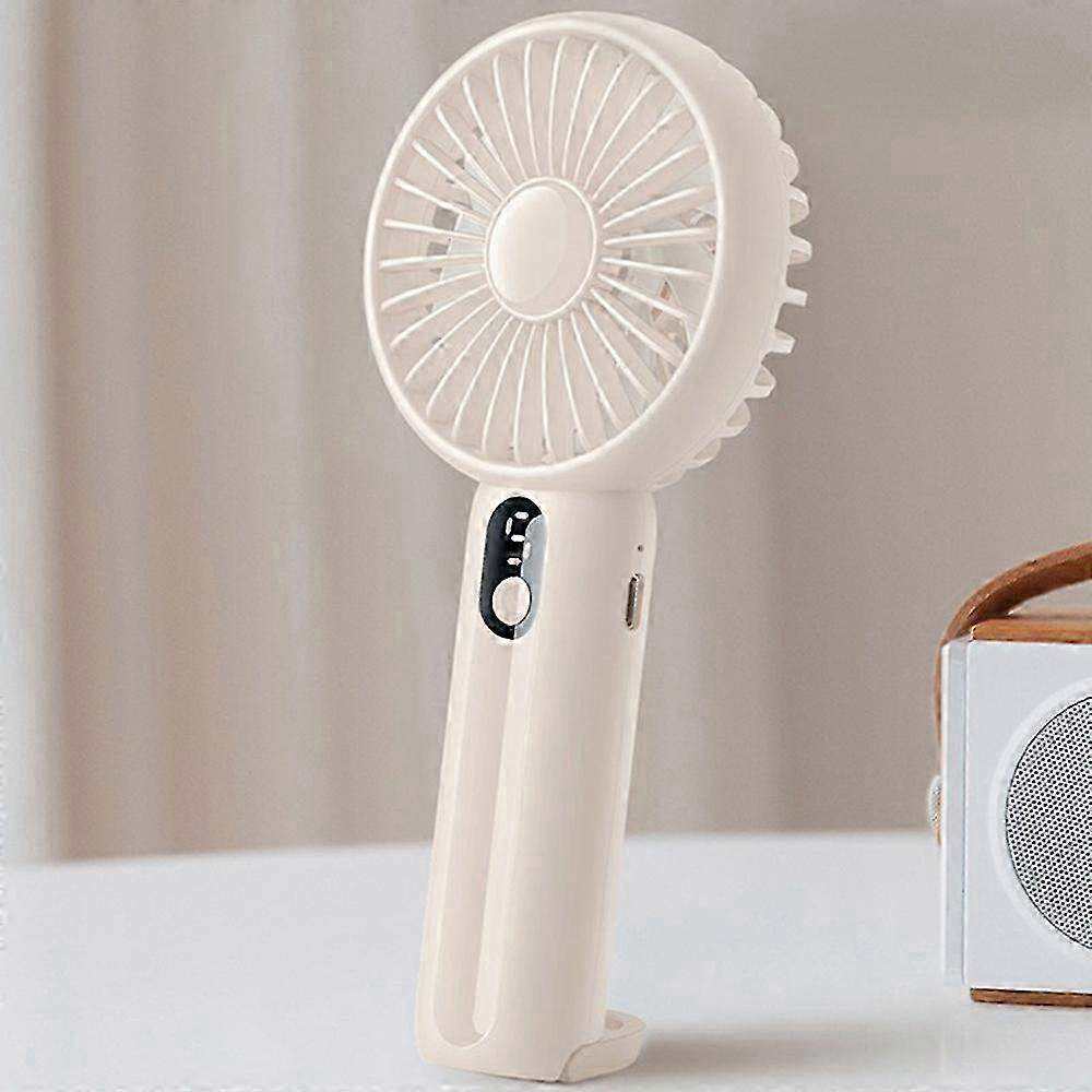 Portable USB Rechargeable Handheld Fan with 5 Speeds & Digital Display - White-jc