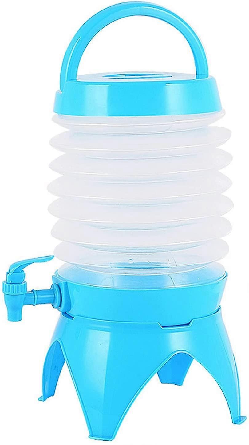 Foldable Drink Dispenser, 5.5L, Juice Dispenser with Stand and Tap (Blue)