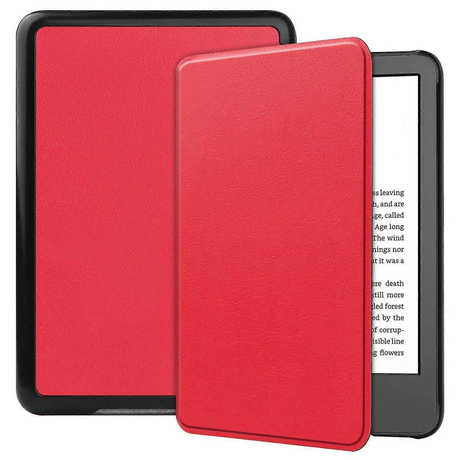 For Amazon Kindle 6" (2022) Solid Color PU Leather Cover Auto Sleep Wake Anti-Scratch E-Reader