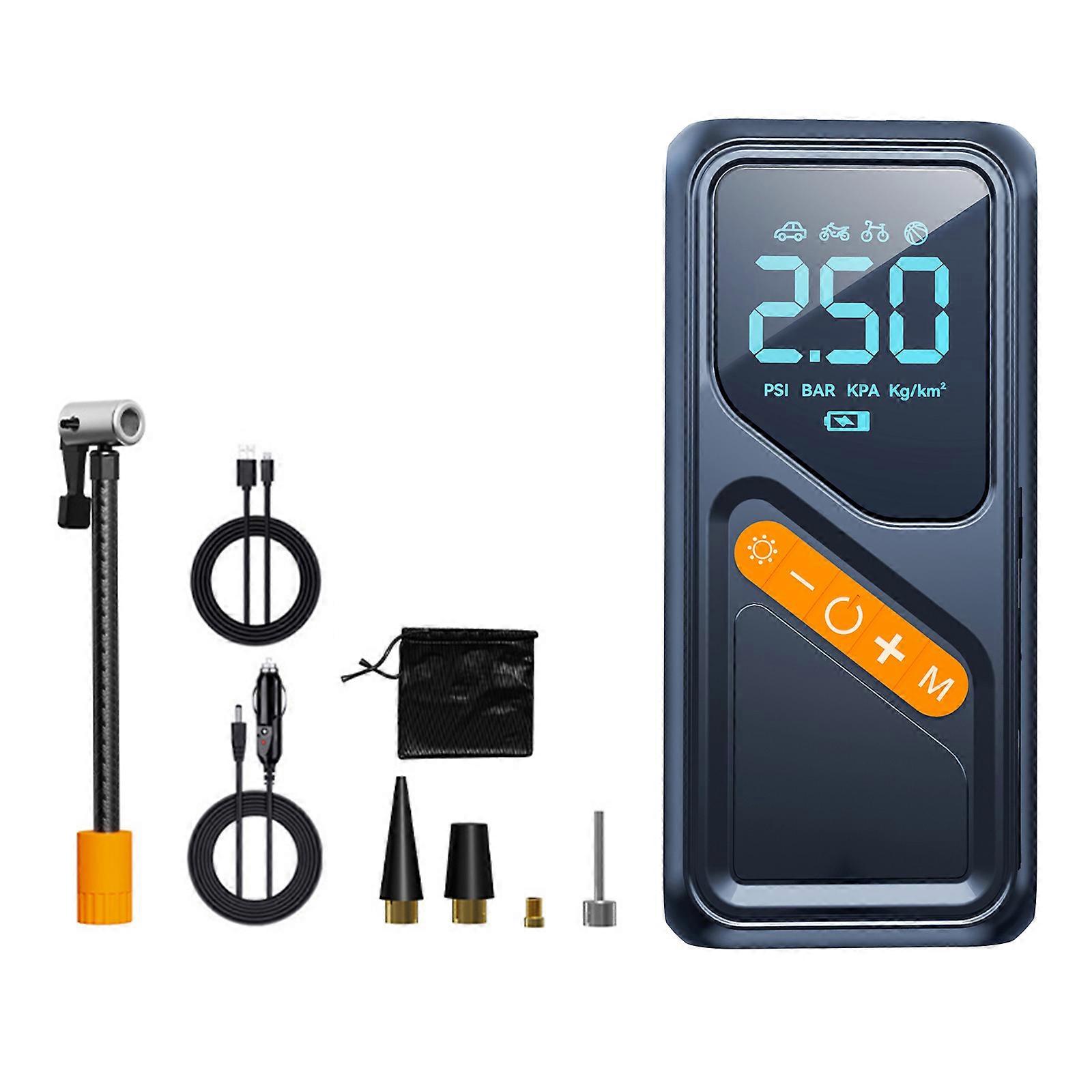 Multifunction Cordless Tire Inflator with Automatic Shut Off & LED Lamp ABS Air Compressor for Vehicle and Sports Equipment Multicolor